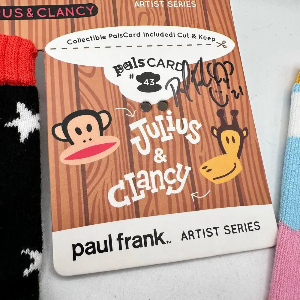 NEW Artist Signed Paul Frank Mismatched Socks - Julius and Clancy Unisex Adult